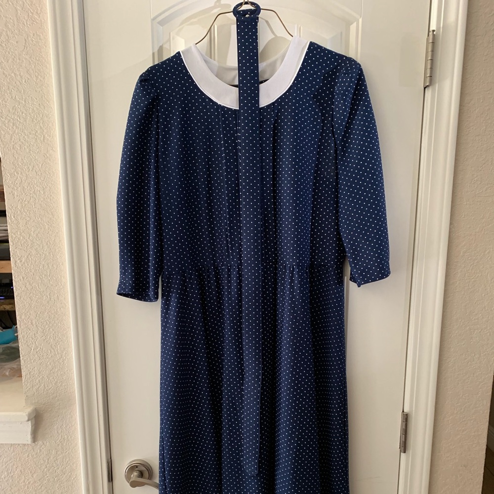 Vintage Navy Polka Dot Dress